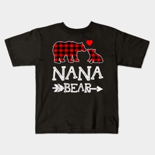 Nana Bear Christmas Pajama Red Plaid Buffalo Gift Shirt Kids T-Shirt